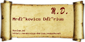 Mrákovics Dárius névjegykártya